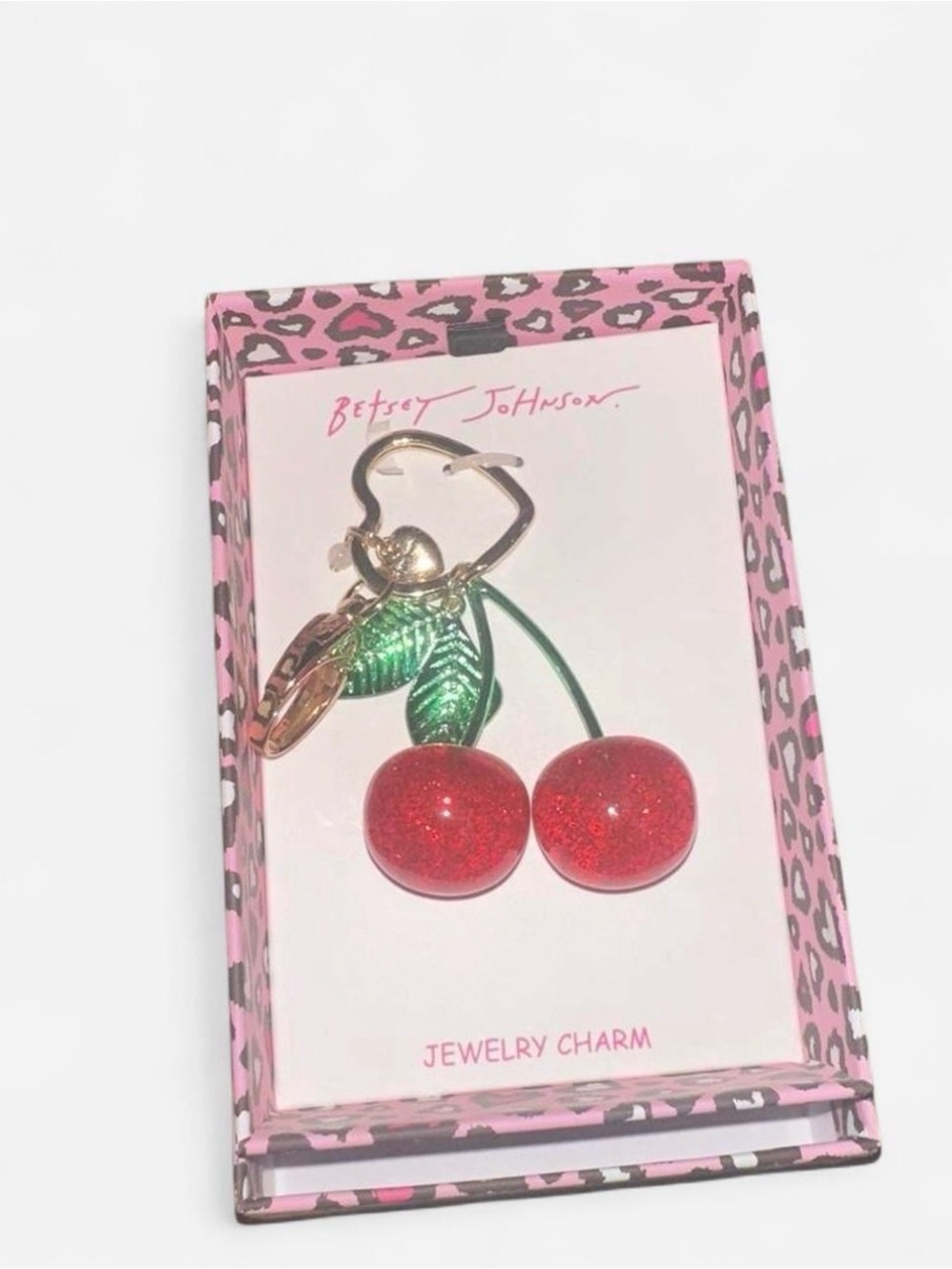 Betsey Johnson Red Glitter Cherry Bag Charm